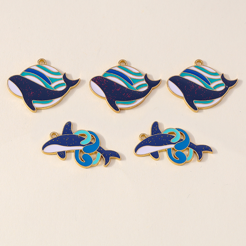 Maison-abalorios de tiburón ballena azul grande para pendientes, pulsera, collar, colgantes, accesorios para hacer joyas DIY, Animal del océano, 10 piezas
