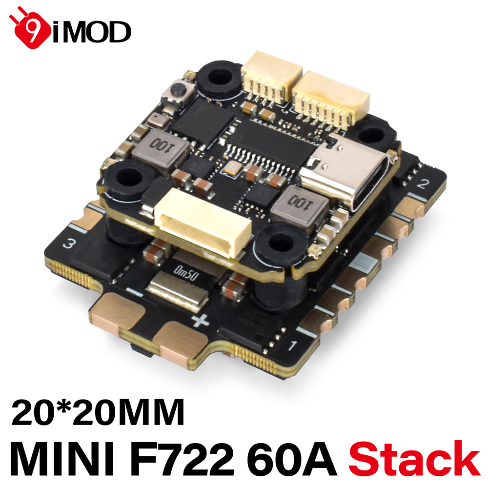 9IMOD F722 mini Flight Stack F722 Mini Flight Control 60A ESC 3-8S Lipo 20x20mm ICM42688 Gyro Für Fernbedienung FPV Racing Eders