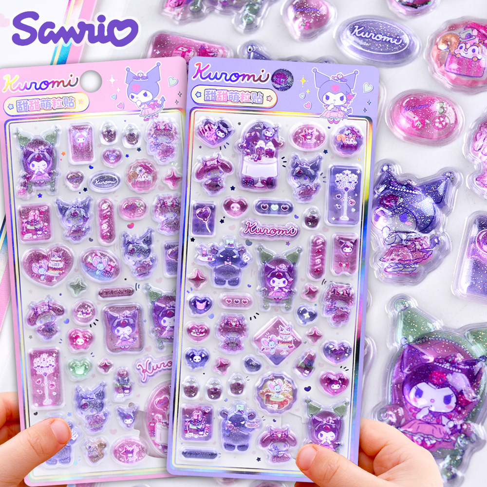 Anime Cute Hellokitty Kuromi Melody 3D Stickers Jelly Sanrio Sticker DIY Crystal Decorative Sticker Phone Case DIY Toy Gift