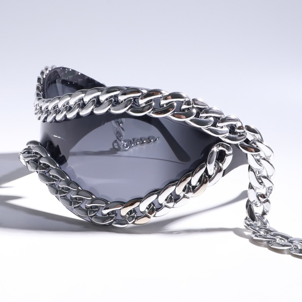 Luksusowe designerskie modne okulary przeciwsłoneczne damskie z metalową ramką i łańcuszkiem, styl lat 2000, uniwersalne, fajne okulary przeciwsłoneczne z soczewkami UV400, okulary w stylu punk.