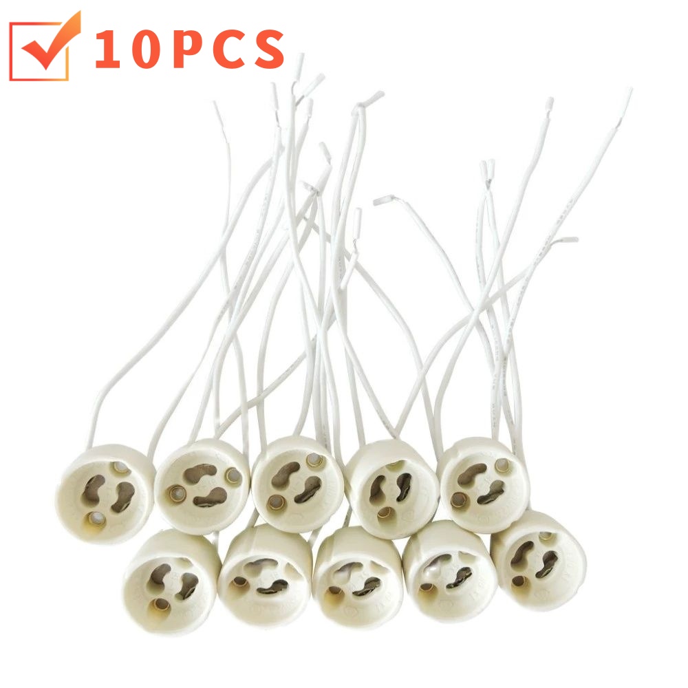 10-50 sztuk 15cm GU10 uchwyt żarówki LED uchwyt lampy halogenowej uchwyt lampy LED korpus ceramiczny gniazdo okablowania ceramiczny kabel silikonowy