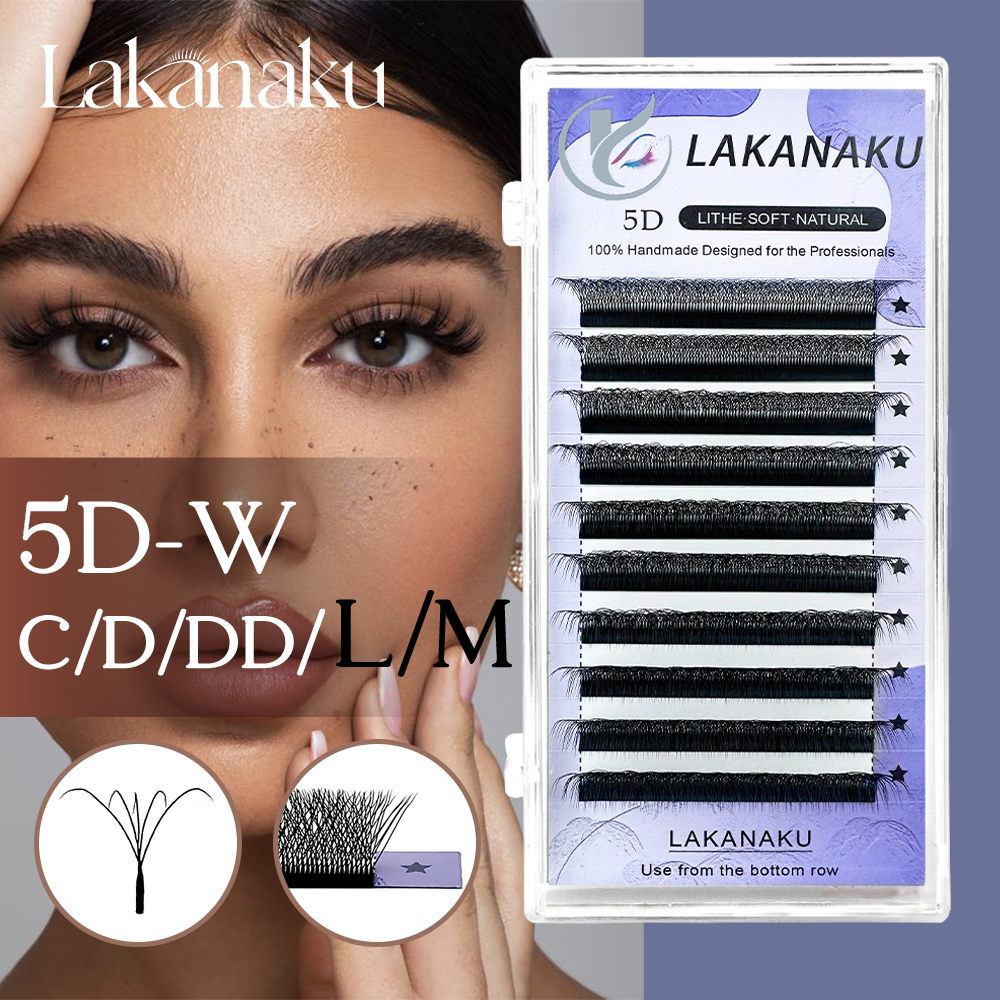 LAKANAKU Cilios 6D Bentuk Silia dengan Ekstensi Bulu Mata 0.07 C/D Cerpelai Alami Lembut Cilios Makeup Profesional
