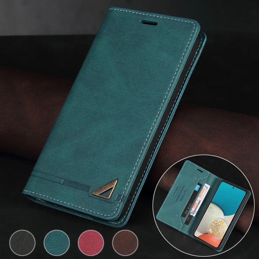 Antykradzieżowe skórzane etui z klapką do Samsung Galaxy A05s A06 A07 A13 A14 A15 A16 A17 A26 A34 A35 A36 A52 A53 A54 A55 A56 A71