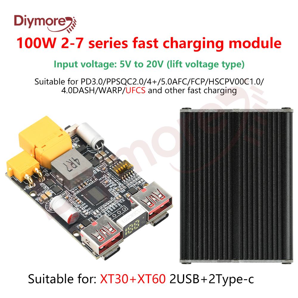 2-7S DC 5-20V 100W Module de chargeur de batterie rapide PD leurre chargeur de batterie au Lithium Support PD2.0/3.0/3.1 PPS FCP QC2.0/3.0/3.0 + SCP