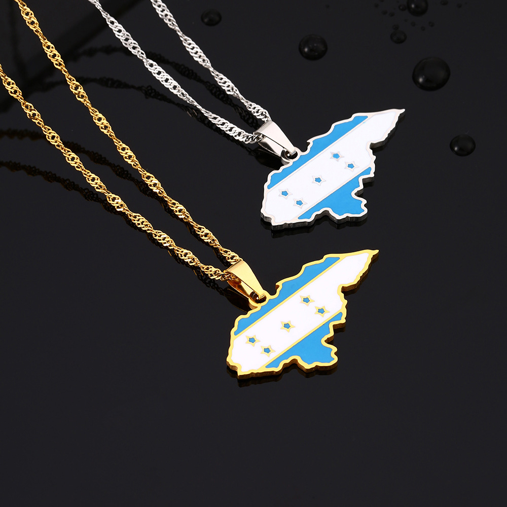 République d'honduras carte drapeau pendentif collier en acier inoxydable hommes femmes cartes bijoux cadeau