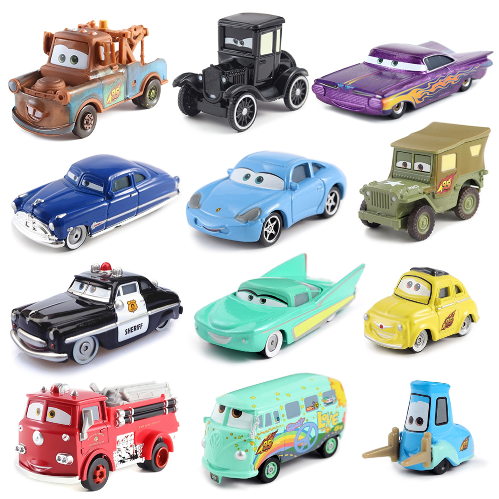 Disney Pixar Cars: Bewohner von Radiator Springs, Anime-Figur Mater, Fillmore, Sheriff Lizzie, Spielzeugauto aus Legierung für Kinder