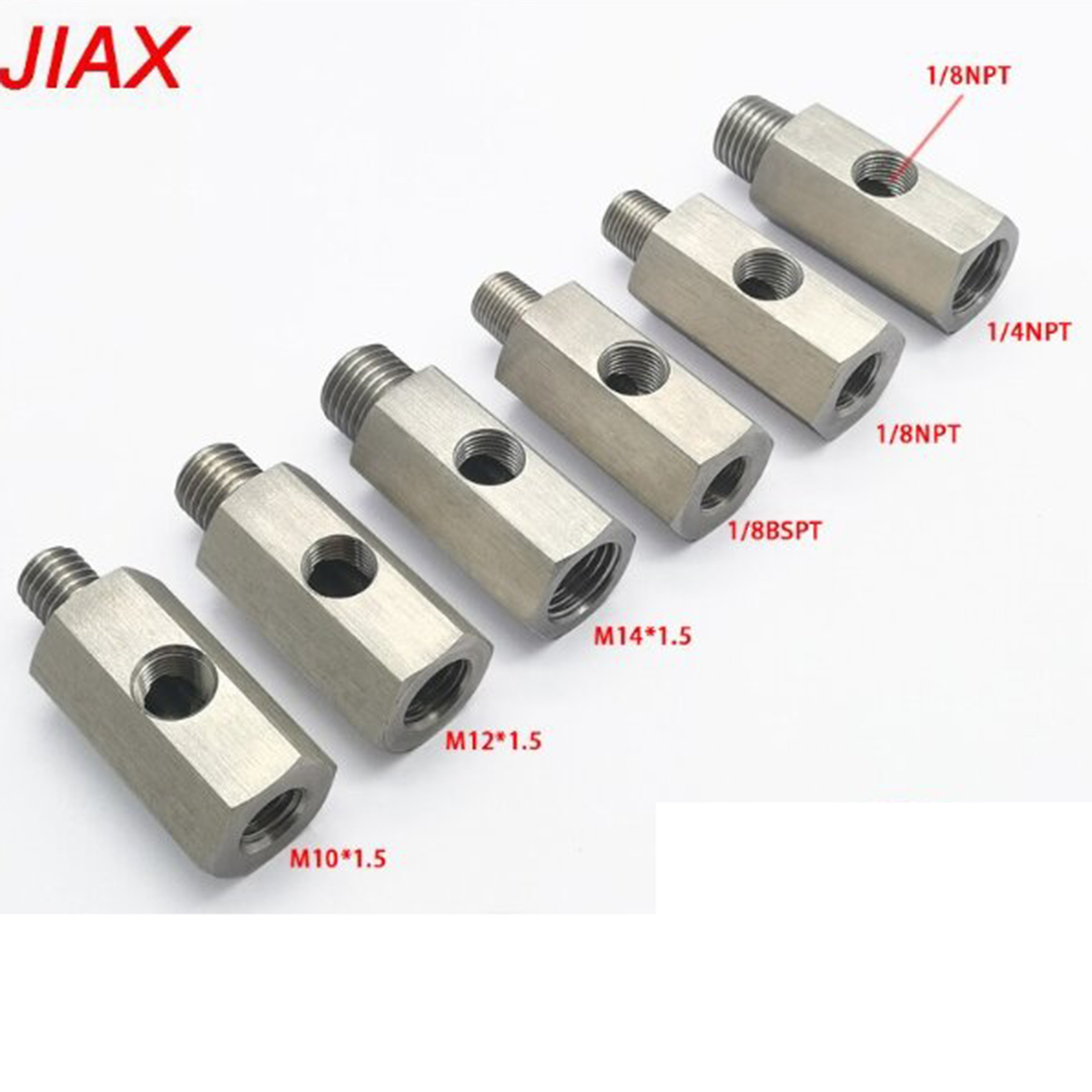 Agujeros laterales de acero inoxidable, 1/8 "NPT hembra M12 M10 M14 1/8NPT 1/4NPT, conector de Sensor de presión de aceite, adaptador en T de calibre de línea de alimentación