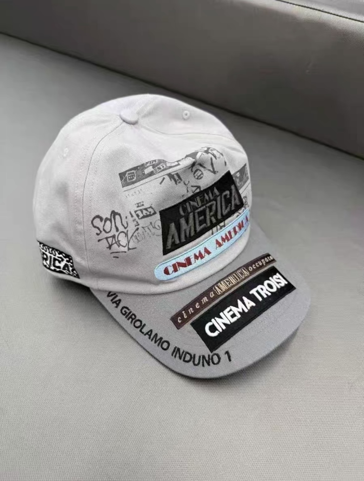 Paly hollywood American street graffiti embroidery print contrasting baseball cap