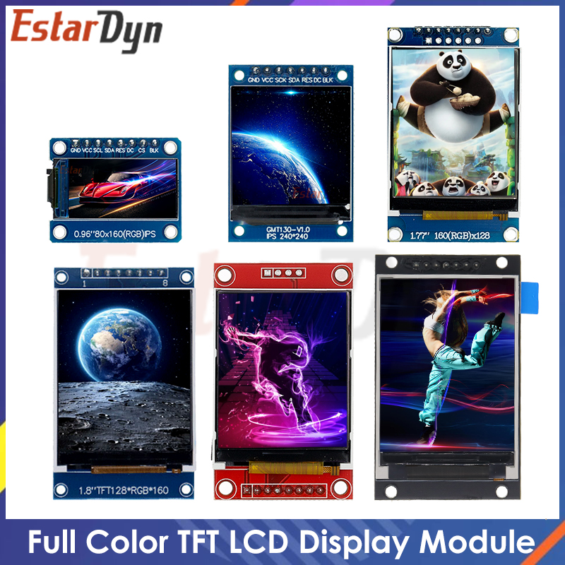 Pantalla TFT de 0,96/1,3/1,44/1,77/1,8/2,0 pulgadas, módulo LCD a todo Color, IPS, 7P, SPI, HD, 65K, unidad ST7735 para Arduino