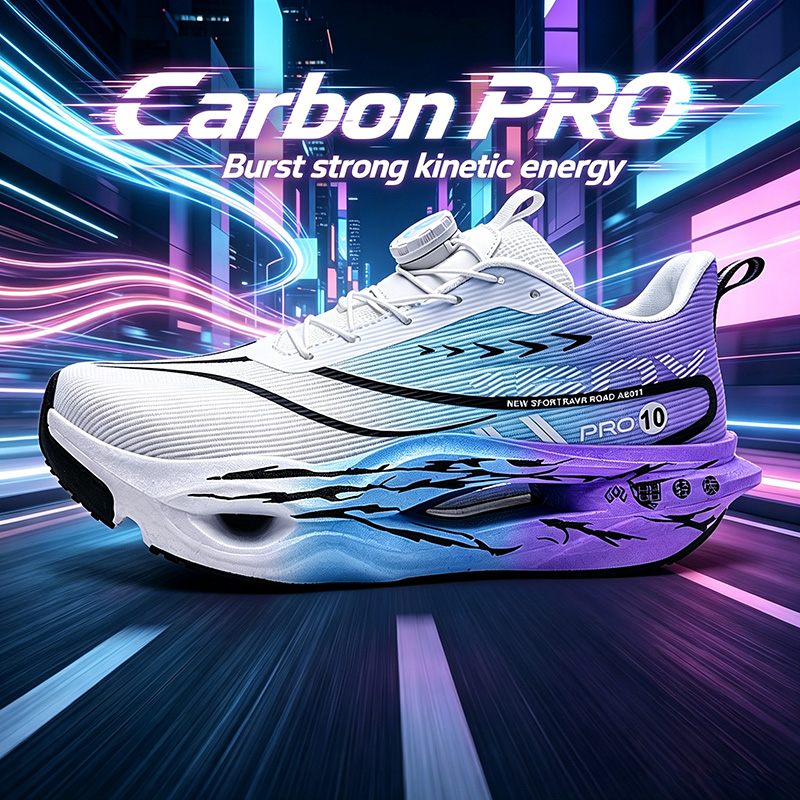 Heren Propulsive Carbon Plate Raceschoenen Ademend Brede Pasvorm Energie Teruggevend Marathon Sneakers Kussen voor Dames Hardloopschoenen