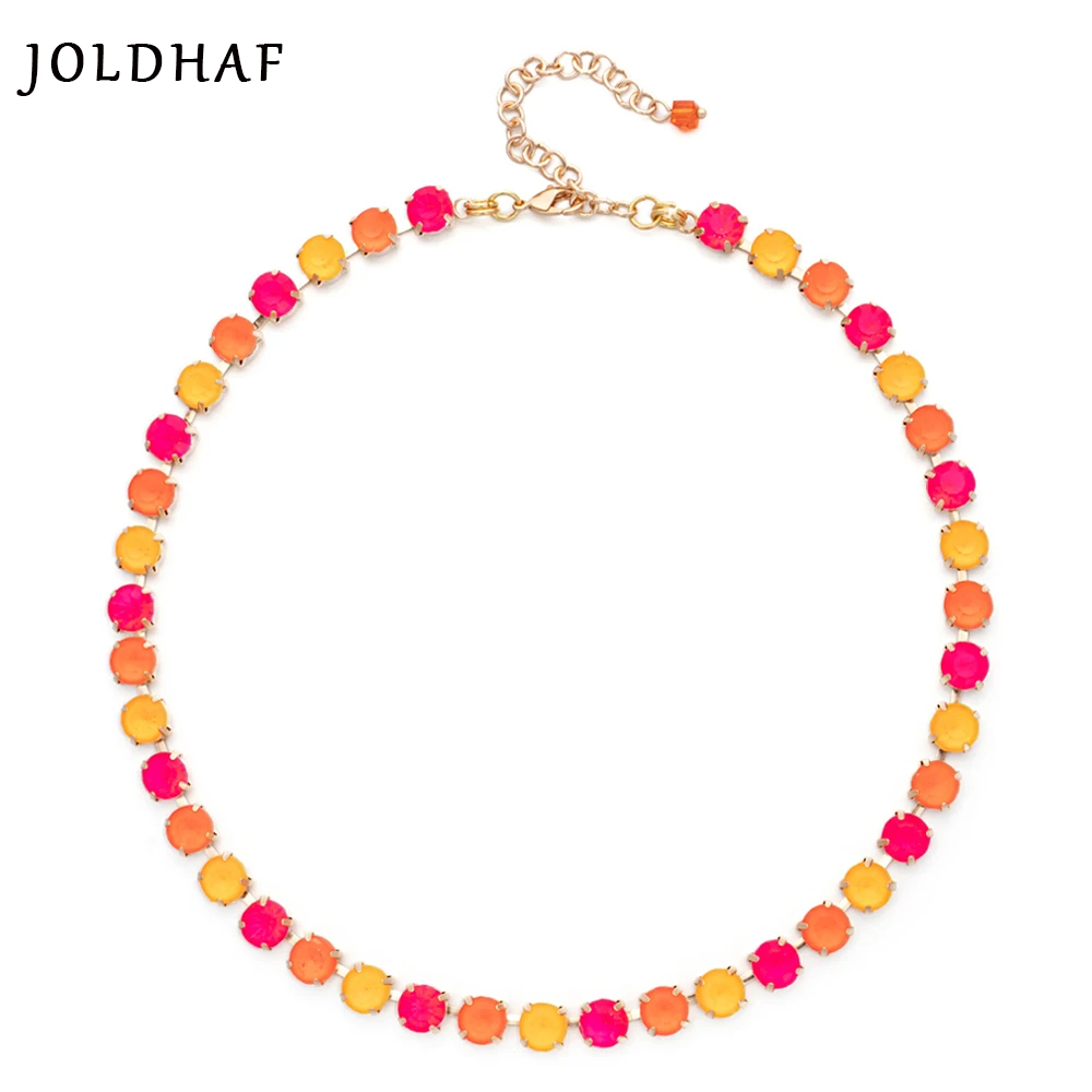 2025 New 8mm Cubic Zirconia Necklace For Women Round Shape Crsytal Claw Setting Colorful Zircon Chokers Beads Neck Jewelry