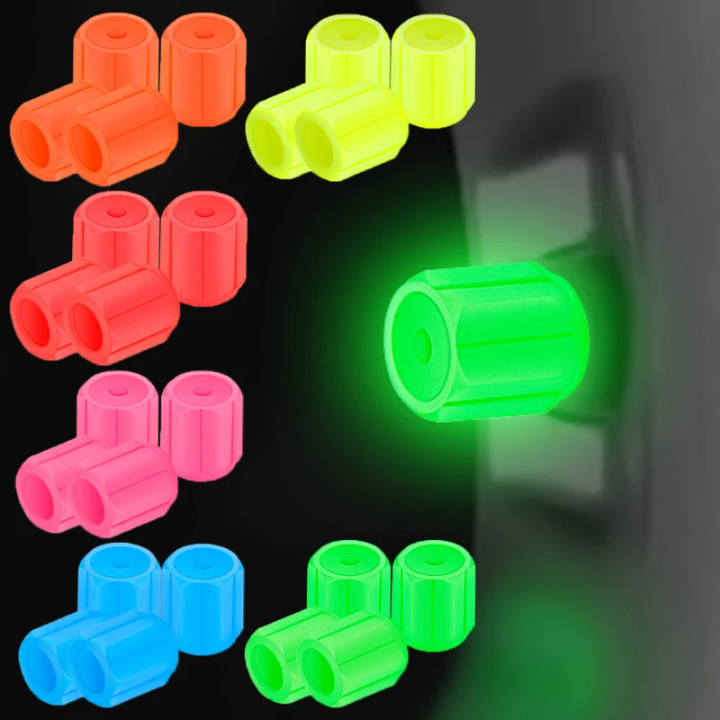 Tapas luminosas para válvulas de neumáticos de coche, cubiertas decorativas para vástago de llanta, brillantes a prueba de polvo, Accesorios exteriores, 4-24 piezas, novedad