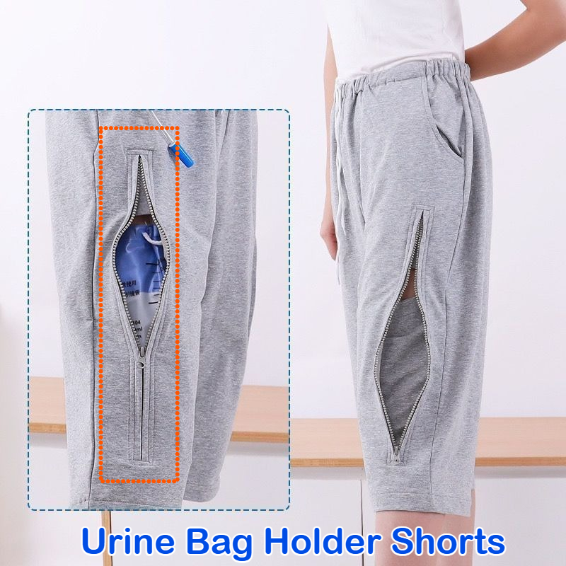 Calças de ostomia das mulheres dos homens escondido urostomia urina saco titular shorts cateter urinário pós-cirurgia recortado incontinência roupa interior