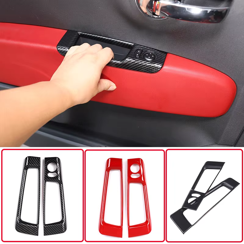 Para Fiat 500 2010-2022, Marco Decorativo de Fibra de Carbono ABS para Botón de Ajuste de Espejo Retrovisor, Adhesivo para Accesorios Interiores, LHD