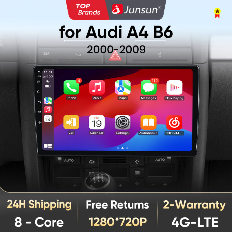 Junsun V1 AI Stimme Drahtlose CarPlay Android Auto Radio für Audi A4 2000-2009 Seat Exeo 4G Auto multimedia GPS 2din autoradio