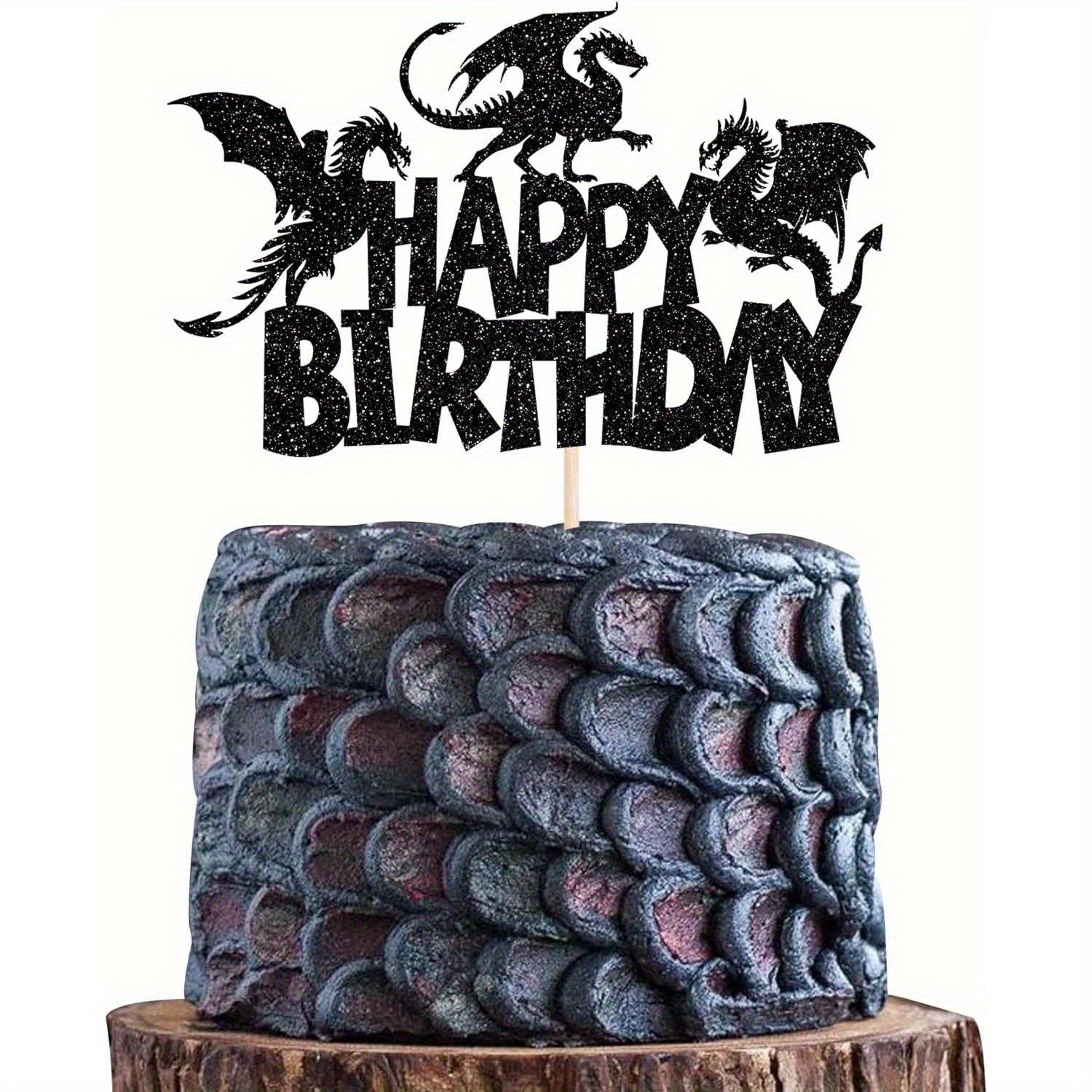 1 pacote dragão feliz aniversário bolo topper-temático chá de bebê crianças festa de aniversário decorações do bolo suprimentos preto