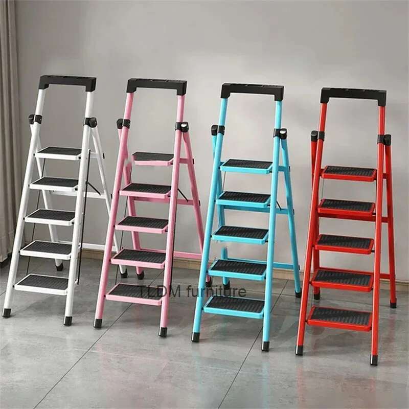 Taburete de paso multifuncional para cocina, escalera telescópica de acero al carbono, gruesa, para interior