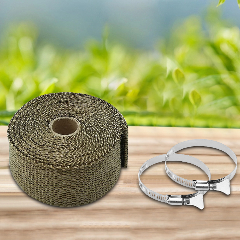 DIY Tent Stove Fireproof Ribbon Adjustable Stove Pipe Wrap with 2 Clamps Anti-Scald Chimney Protector Thermal Insulation
