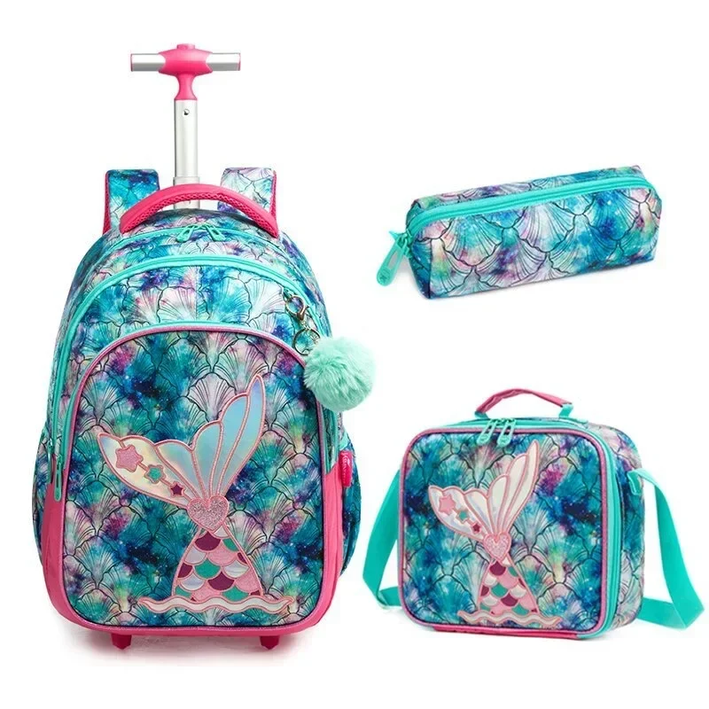 Kinder Schul rucksäcke für Jugendliche 3 in 1 Schul rucksack für Kinder Mädchen Meerjungfrau Schult asche mit Lunch Bag Feder mäppchen