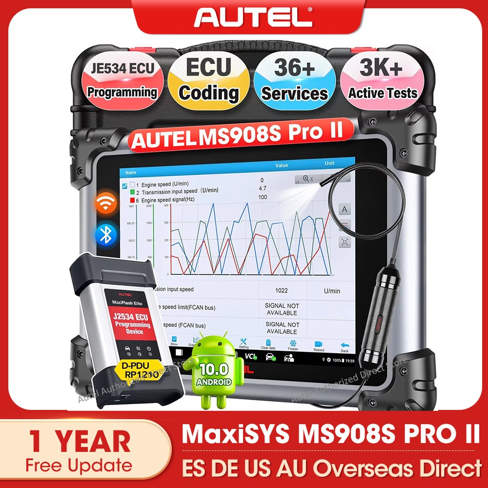Autel MaxiSys MS908S Pro II Narzędzie skanowania diagnostycznego Programowanie ECU online, pełna diagnostyka, resetowanie 36+, dwukierunkowy skaner OBD2