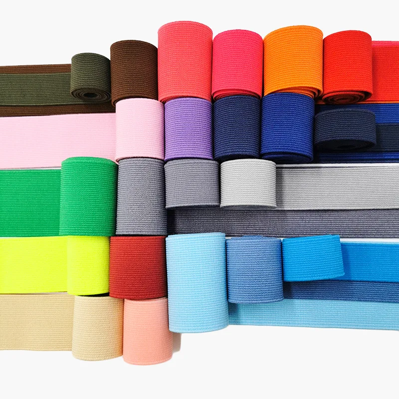 Banda elástica alta plana de 20mm, 30mm, 40mm de ancho para coser accesorios de ropa protectora, cordón de goma grueso negro, cuerda DIY