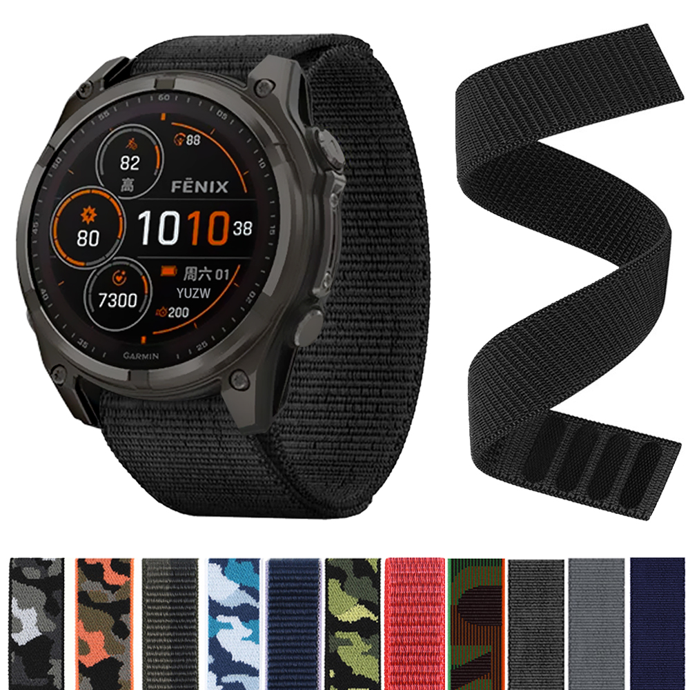 Pulseira de 26mm 22mm para garmin fenix e 8 47mm 51mm 7 7x pro/enduro 3 2/epix pulseira de liberação rápida gancho loop pulseira de relógio esportivo de nylon