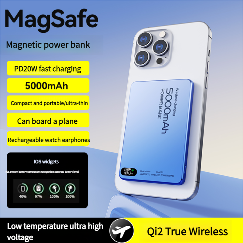 Nueva batería de respaldo Qi2 de aleación Original para iPhone 16 15 14 13 12 cargador rápido inalámbrico banco de energía magnético para Magsafe