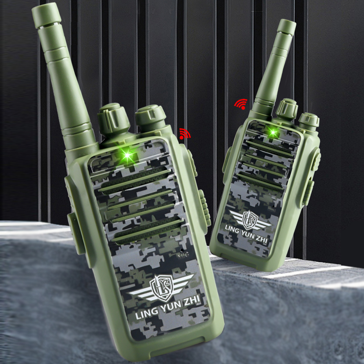2 pces eletrônico de longo alcance walkie talkie brinquedos, mini interfone jogo de comunicação de som digital interno e exterior