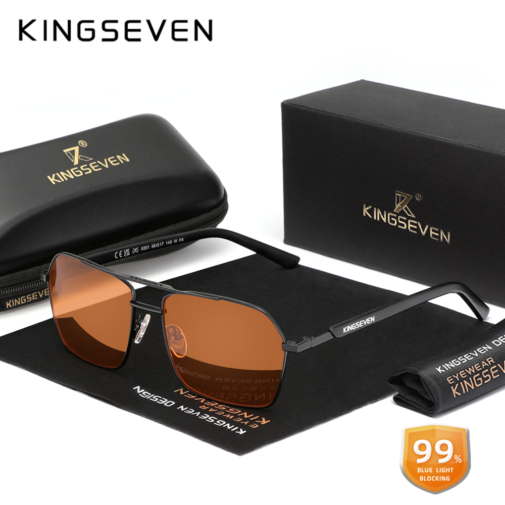 KINGSEVEN Kacamata Lensa Transparan Filter Cahaya Biru Merek Kacamata Fashion Kacamata Anti Sinar Biru Komputer Pria/Wanita