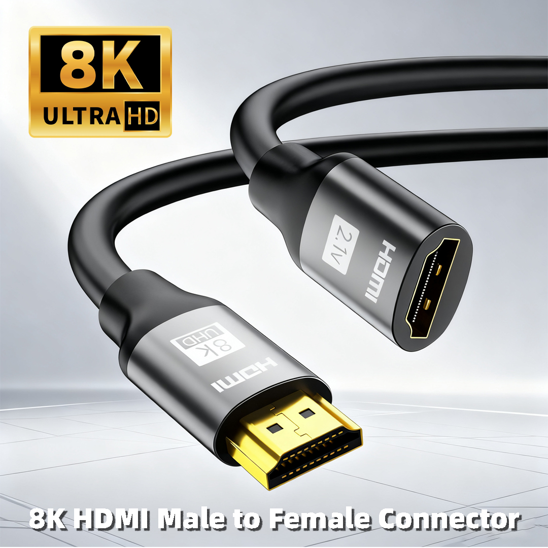 Câble d'extension HDMI 2.1 8K mâle à femelle, rallonge HDMI 8K @ 60Hz 4K @ 240Hz, adaptateur d'extension pour Roku TV PS5 HDTV Blu-ray