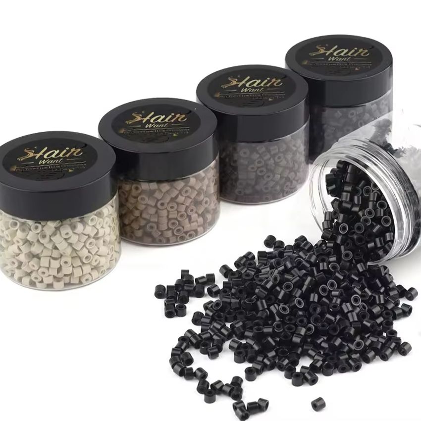 Haarbevestigingskralen van siliconen, 1000 stuks, 4 mm, onzichtbare kralen voor het aanbrengen van haarextensions, haar tinsel extensions.