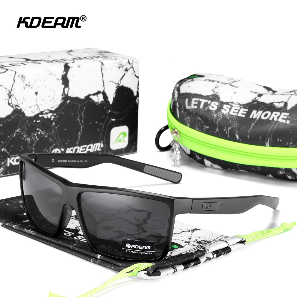 KDEAM-Lunettes de soleil polarisées rectangulaires pour hommes, revêtement véritable, durable, barrière qui repousse l'huile et la sueur pour un nettoyage facile