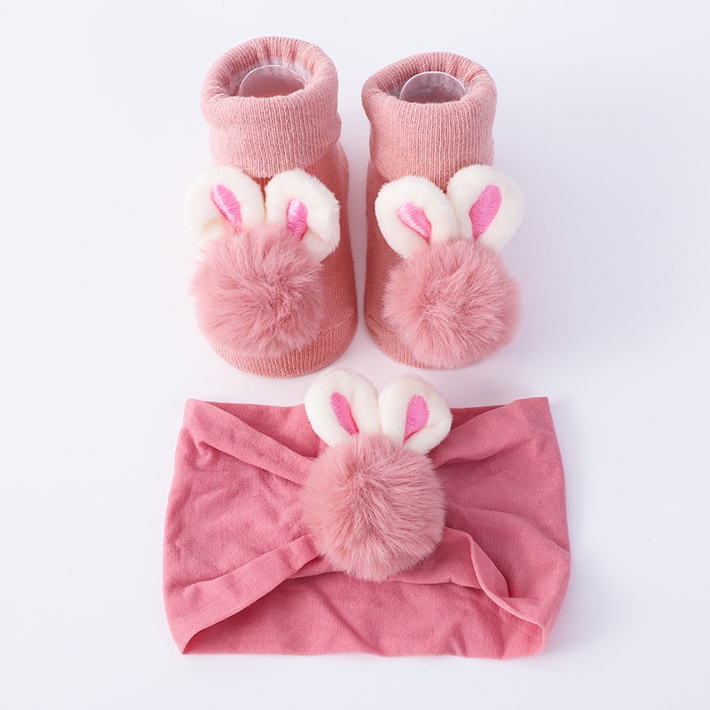 2 個セットベビーソックスヘッドバンドかわいいぬいぐるみボール新生児ショートソックスかわいいキッズ女の赤ちゃんヘアバンド靴下写真の小道具