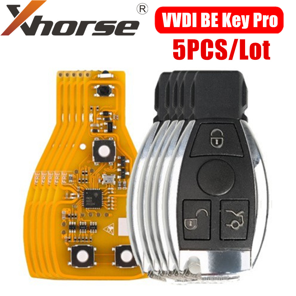 Xhorse VVDI BE Key Pro Gele Kleur Verion Geen Punten met Smart Key Shell 3 Knoppen/4 Knoppen met Paniek voor Mercedes Benz 5 STKS