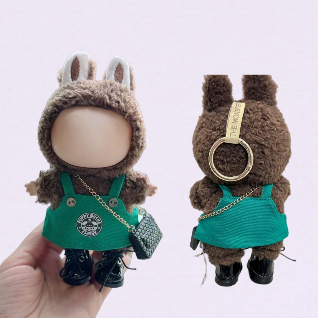 Lafufu-ropa para muñeca de 17cm, accesorios para atuendo de monstruos, ropa, zapatos de vestir de café verde de dibujos animados, muñecas de 17cm que se pueden usar