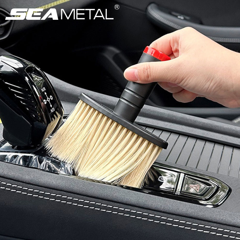 Seametal escova de limpeza interior do carro cerdas macias escova de remoção de poeira auto saída de ar lacunas espanador para detalhamento do carro ferramenta limpa