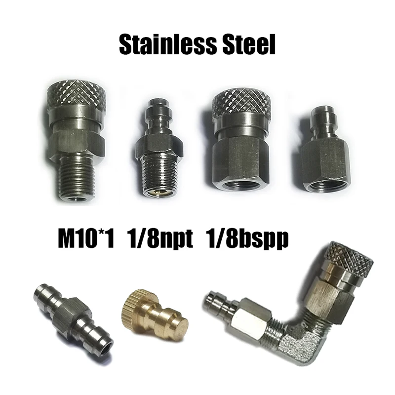 HPA Adaptor Betina Jantan Lepas Cepat 8Mm Puting Susu Isi Tekanan Tinggi 1/8NPT 1/8BSPP M10 * 1 Baja Tahan Karat