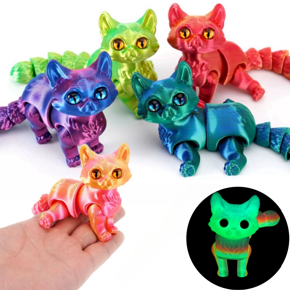 3D печатные милые кошки, игрушки-непоседы, хвостовой шарнир, подвижный кавайный декор для котенка, украшение для автомобиля, украшения для рабочего стола, подарки друзьям