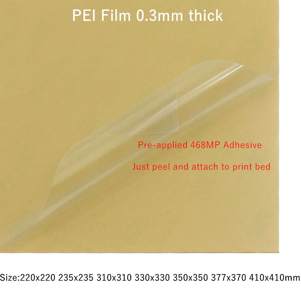 ULTEM1000 PEI Sheet 3D Printer Build Surface With 468MP Adhesive Tape 0.3mm Thick for Ender 3 CR10 QIDI 3D Printer Build Plate