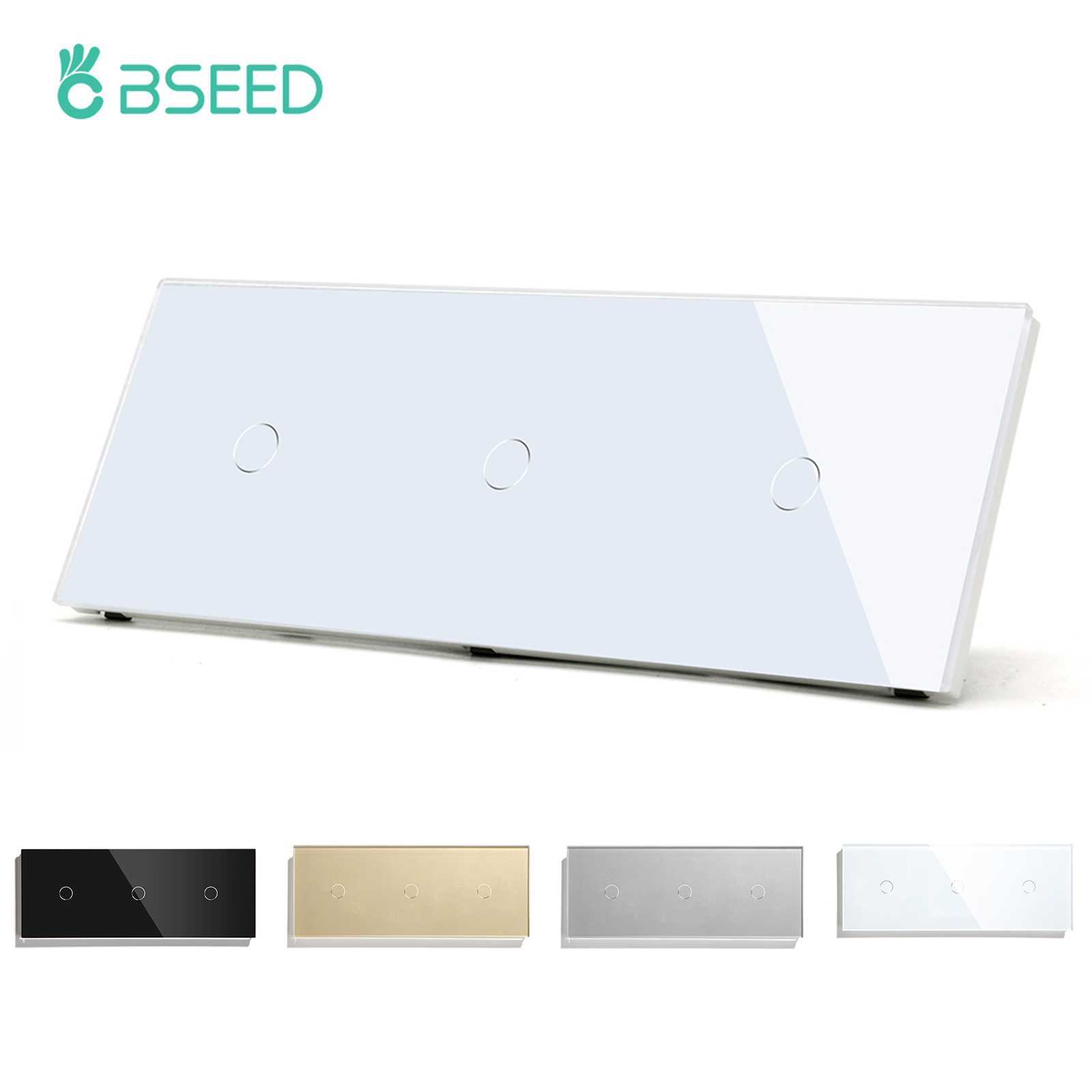 Bseed interrupteur mural tactile Standard ue Triple 3 gangs 1 voie interrupteurs muraux blanc noir cristal classe panneau interrupteur 300 W/Gang