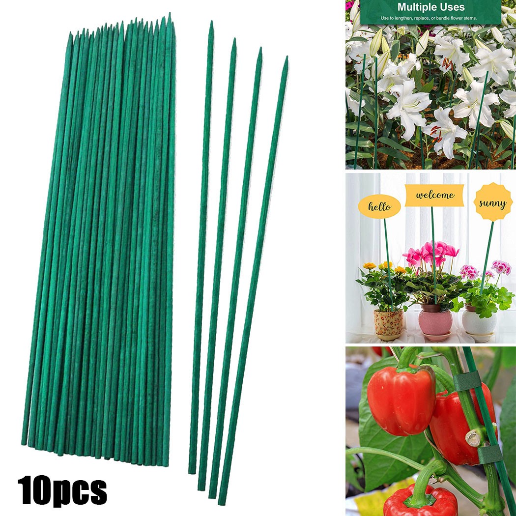 Palos de soporte para plantas verdes, 10 piezas, 40cm, bastones de flores, estaca para plantas de jardín, decoraciones navideñas, accesorios para el cuidado de las plantas, herramienta de jardinería