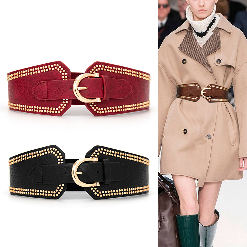 Ceinture de taille en cuir PU pour femmes, large, élastique, extensible, Corset, ceinture de luxe pour dames, avec boucle