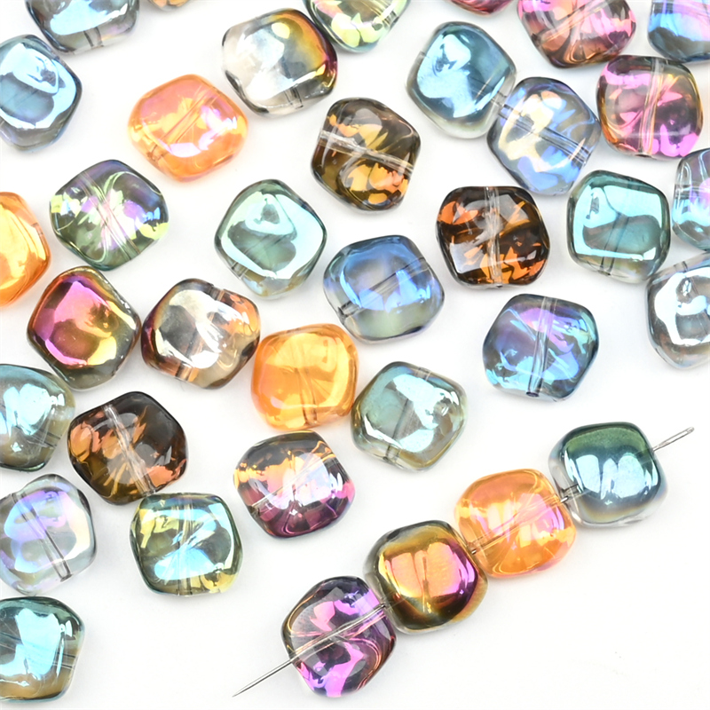 20 pezzi di perle di vetro di murano irregolari per la creazione di gioielli fai da te orecchini braccialetto AB AB arcobaleno perline di cristallo di colore dorato all'ingrosso