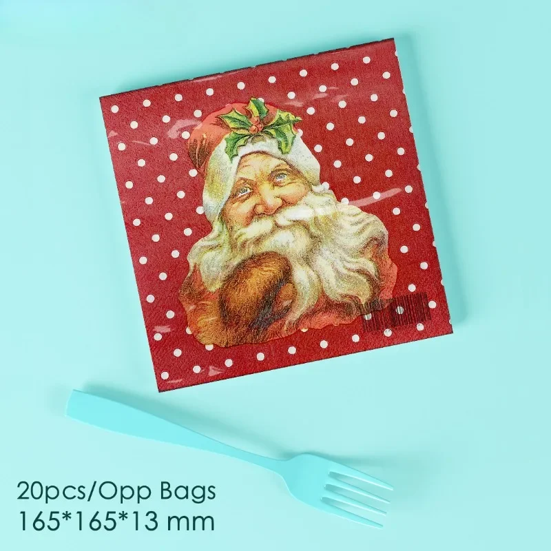 10/20pcs 33*33cm 2-Ply Snow Winter Christmas Collection Napkins Old Man Christmas Red Paper Napkins Party Paper Placemats