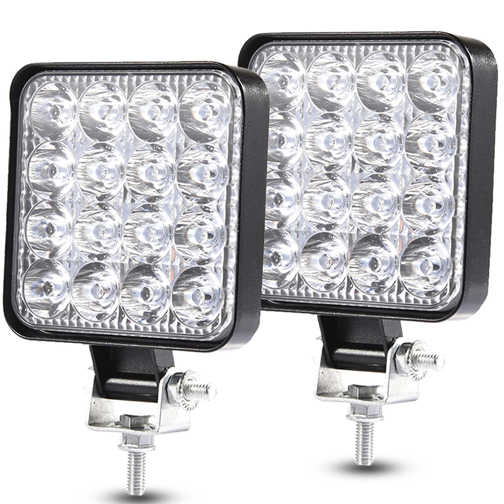 Barra de luz Led de trabajo impermeable de 12V, foco cuadrado de 48W, faro de luz de trabajo para camión, luz de conducción nocturna todoterreno para SUV