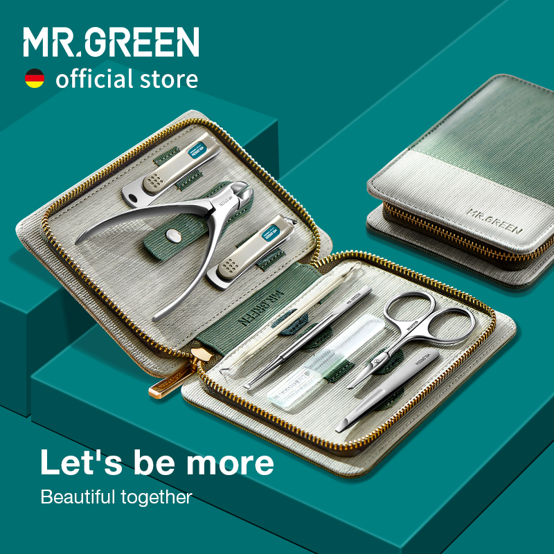 MR.GREEN zestaw do Manicure zestawy do Pedicure obcinacz do paznokci profesjonalne narzędzia do obcinania paznokci ze stali nierdzewnej z zestawem walizek podróżnych