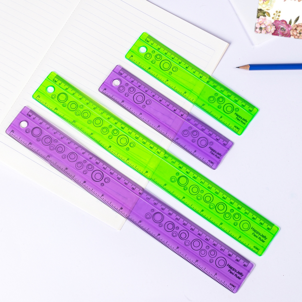 Regla Flexible, suministros escolares, medida de 15cm, 30cm(6/12 pulgadas), regla recta para niños, premio, dibujo, papelería de oficina, regla para estudiantes