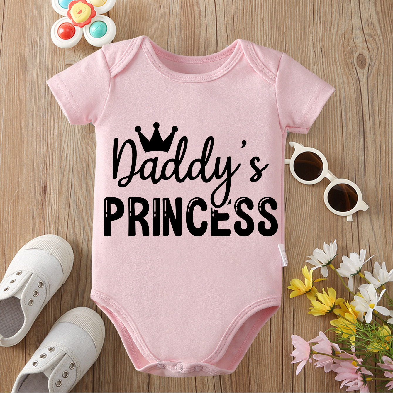 Pequeña princesa de papá, tela de algodón puro, mono cómodo con estampado exquisito para bebé, mono para recién nacido de 0 a 12 meses