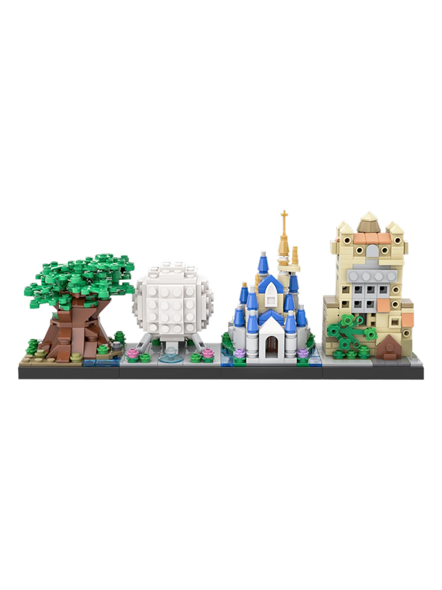 Magic Kingdom Skyline MOC Building Blocks, Architettura del castello delle fiabe, Parco a tema Diorama fai da te per adulti