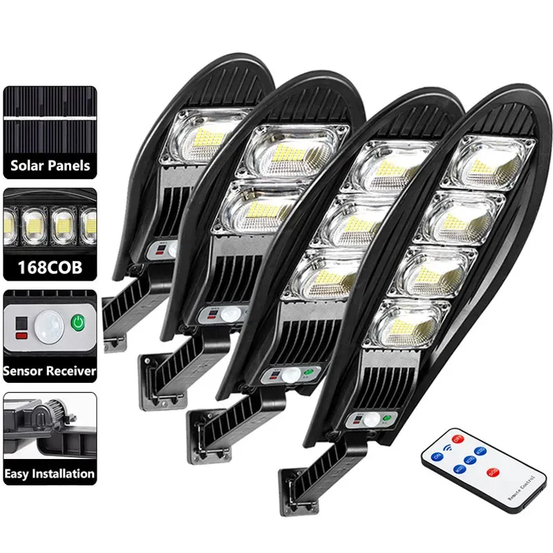 Farola Solar mejorada de 168LED, LED impermeable para exteriores, lámpara de pared para jardín, lámpara Solar de ángulo ajustable integrada de 10000mAH caliente